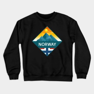 Mountains with Norwegian Flag, for Norway lovers, Norway Crewneck Sweatshirt